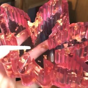 Burgundy ashtray with gold flakes